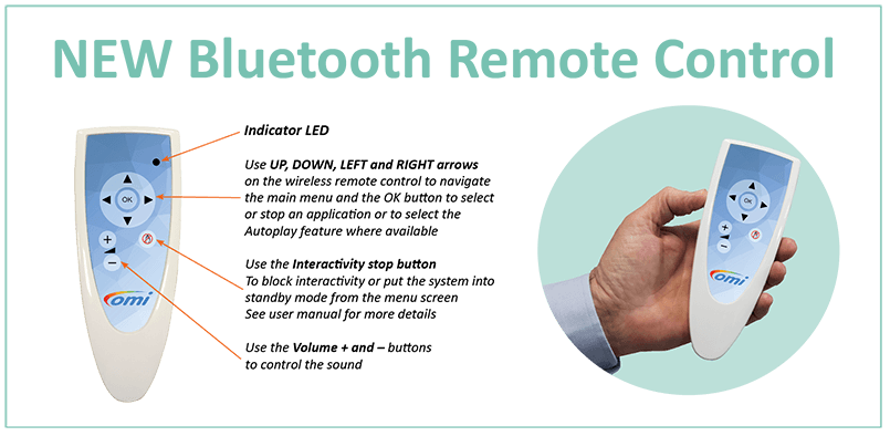 new Bluetooth remote control for omivista mobii interactive projection system