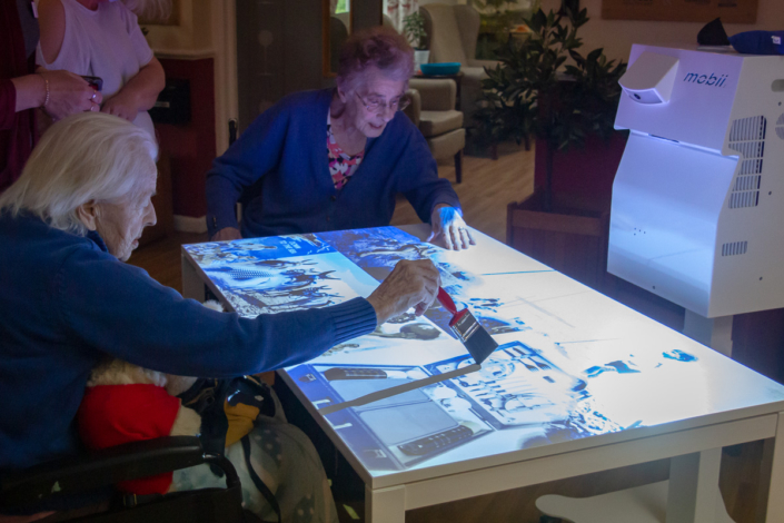 Residenst at the Grange Care Home using their new Mobii Magic Table
