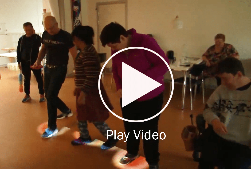 adults with special needs using interactive floor projector
