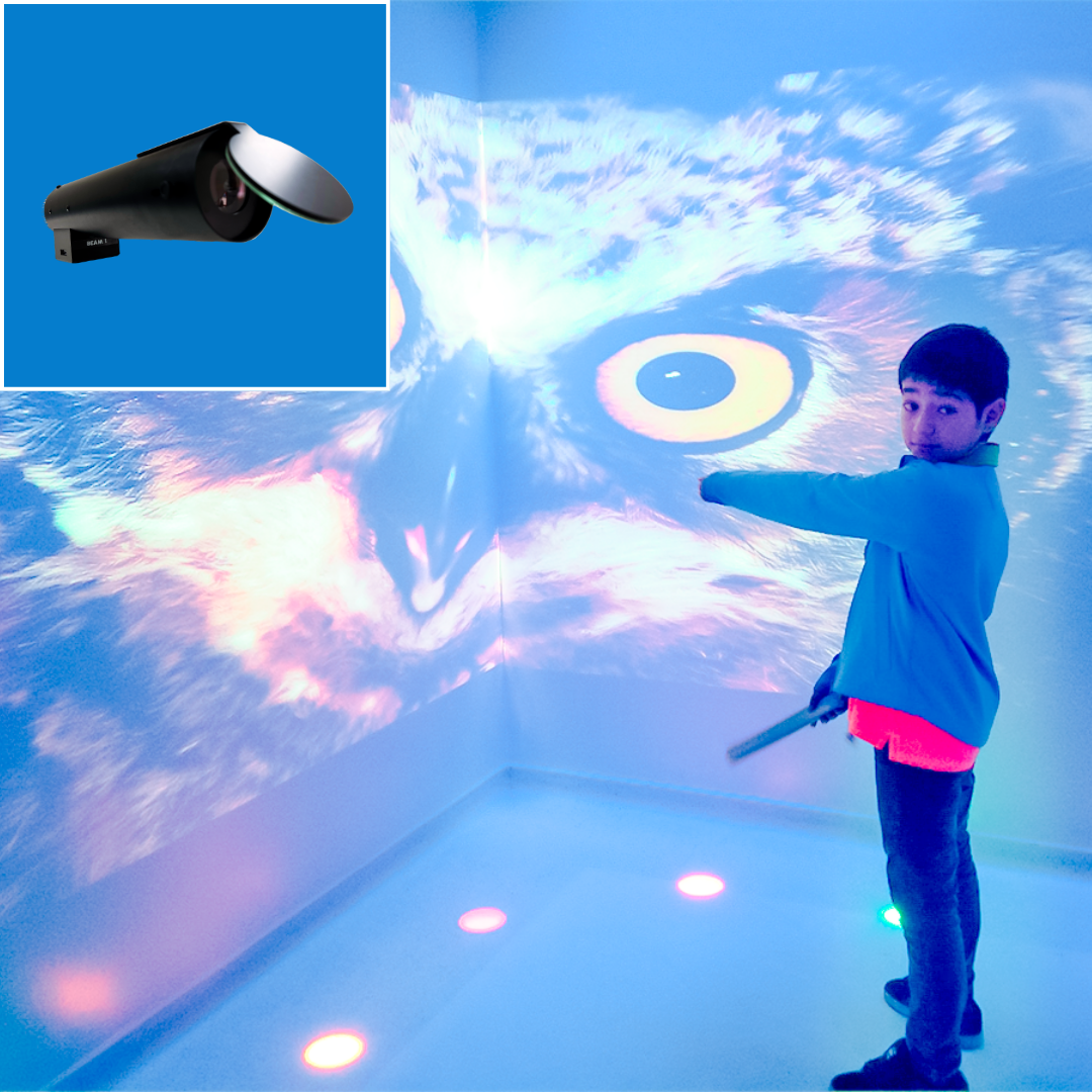 omiBeam Tile School Children interacting with Sensory Room interactive floor and wall projections