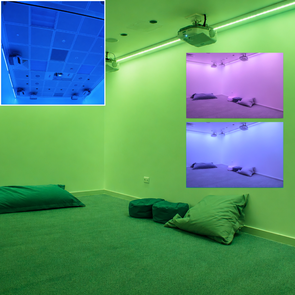 omiLED Tile School Children interacting with Sensory Room interactive floor and wall projections