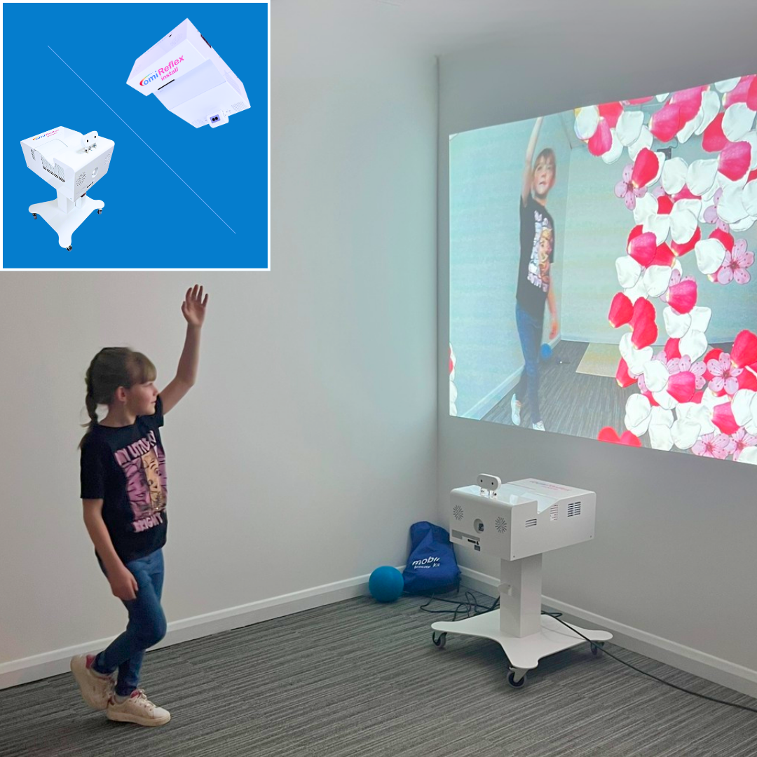 omiReflex Tile School Children interacting with Sensory Room interactive floor and wall projections