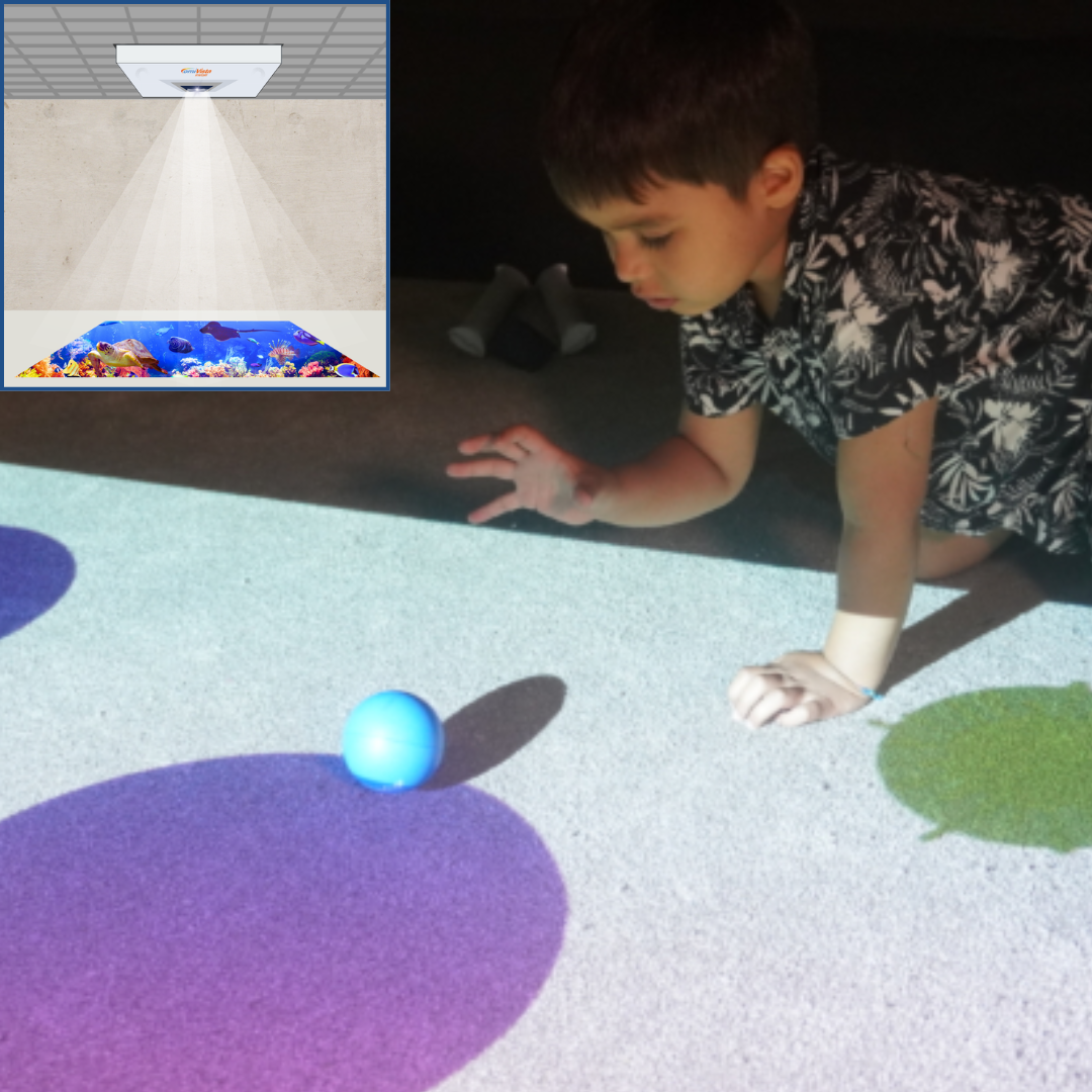 Nursery Install School Children interacting with Sensory Room interactive floor and wall projections