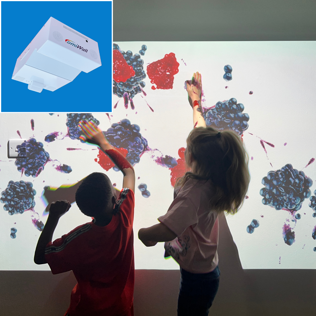 omiWall Tile OMI School Children interacting with Sensory Room interactive floor and wall projections